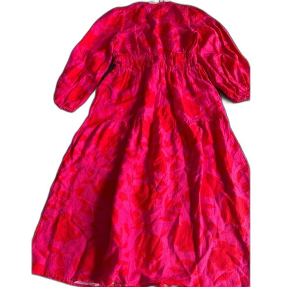 NWT Kate Spade Target Rose Linen Long Sleeve Maxi Dress Pink/Red Small - Picture 6 of 10